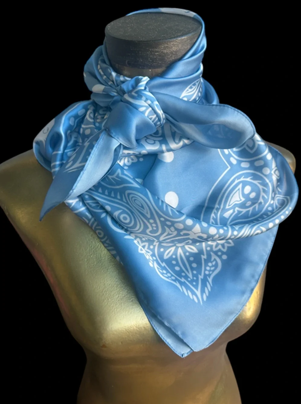 Blue Silk-Rayon Wild Rag